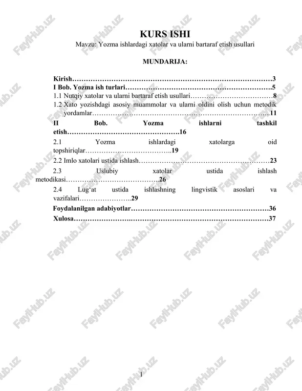 yozma ishlardagi xatolar va ularni bartaraf etish usullari — DOCX