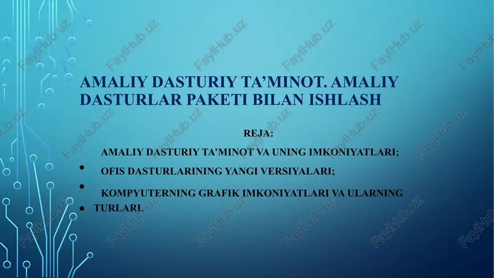 amaliydasturiy ta’minot va uning imkoniyatlari — PPTX