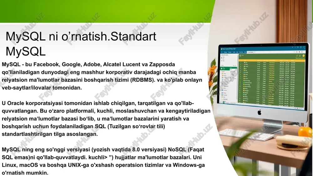 mysql ni o’rnatish.standart mysql — PPTX