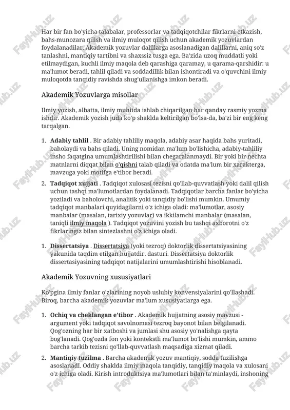 akademik yozuvlar — DOCX