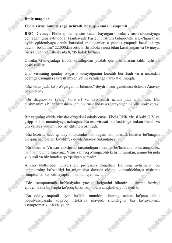 ebola virusi mutatsiyasi — DOCX