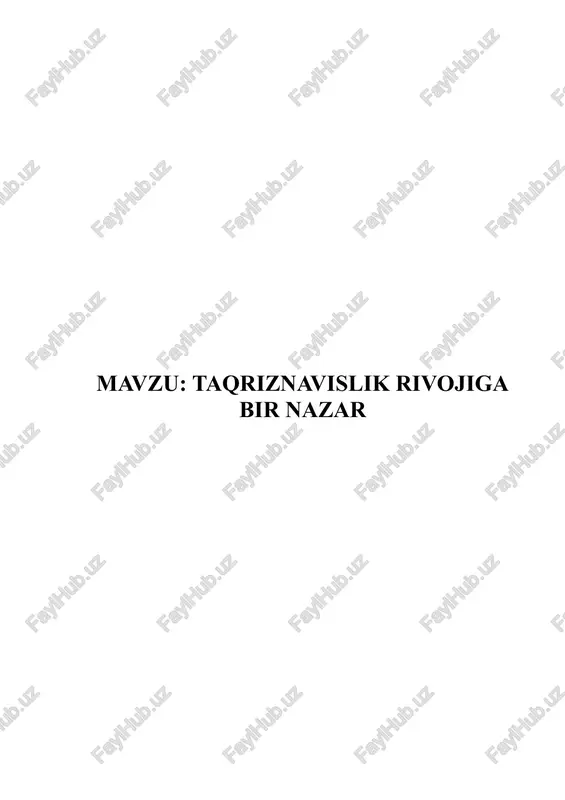 taqriznavislik rivojiga bir nazar — DOCX