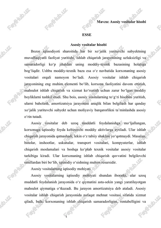 asosiy vositalar hisobi — DOCX