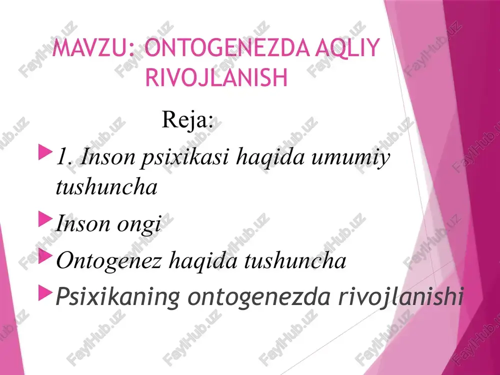 ontogenezda aqliy rivojlanish — PPTX