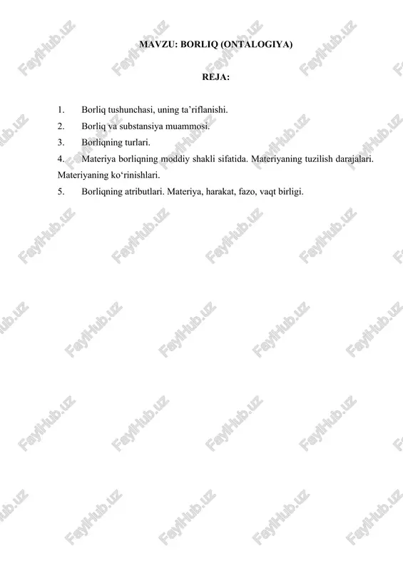 borliq (ontalogiya) — DOCX