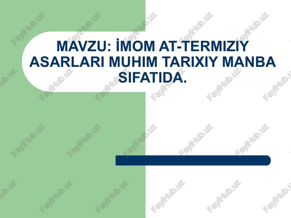 i̇mom at-termiziy asarlari — PPTX