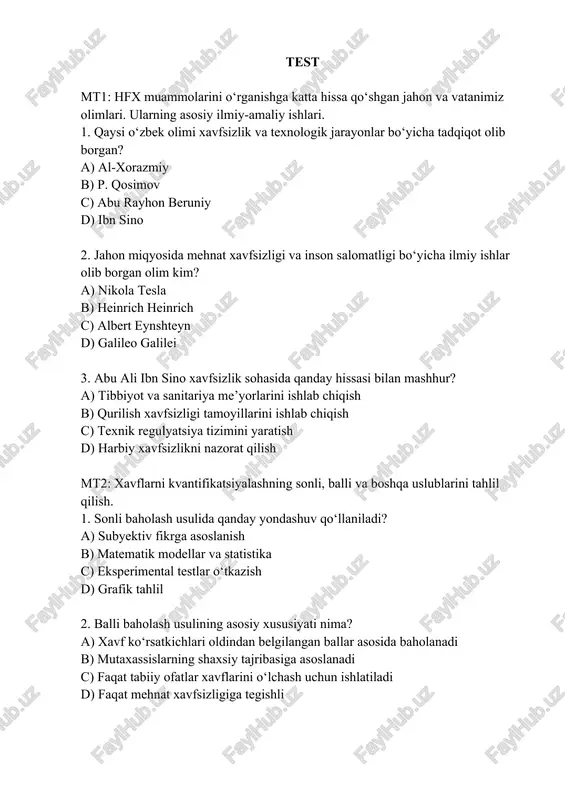 hfx muammolarini o‘rganish — DOCX