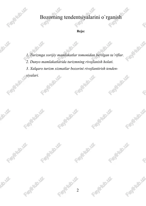 turizmning rivojlanishi — DOCX