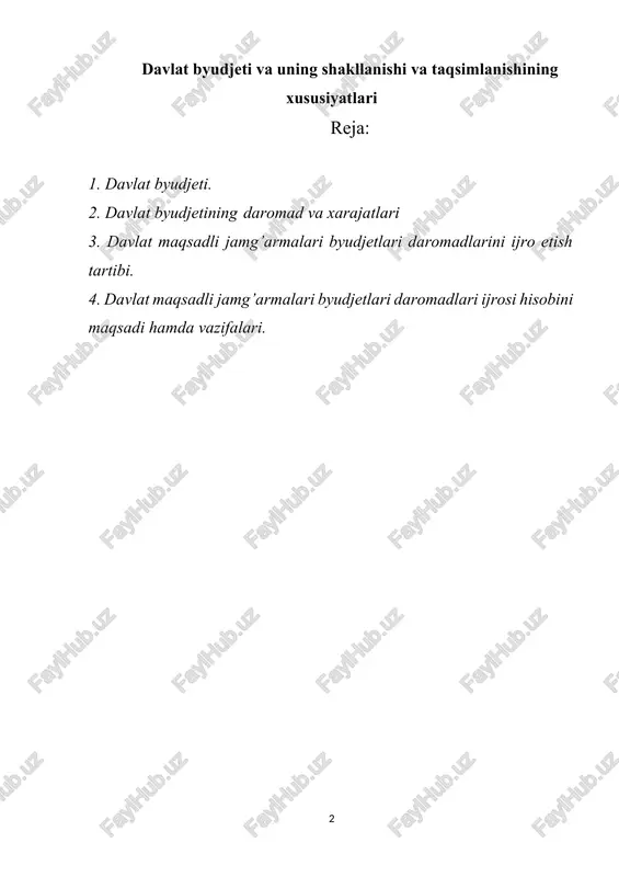 davlat byudjeti va uning shakllanishi va taqsimlanishining xususiyatlari — DOCX
