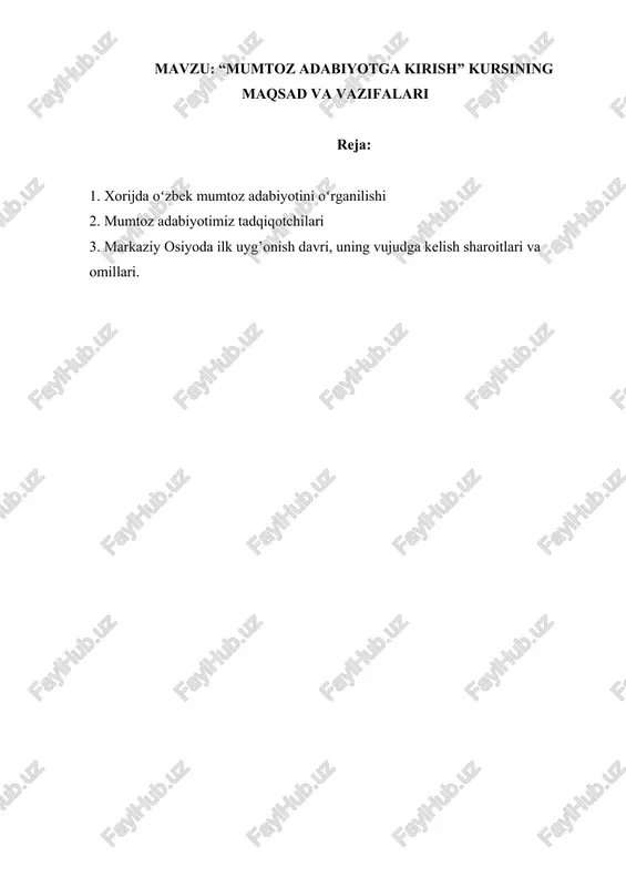 mumtoz adabiyotga kirish kursi — DOCX