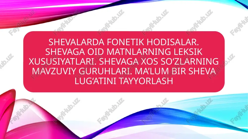fonetik o‘zgarishlar adabiy til bilan solishtirish — PPTX
