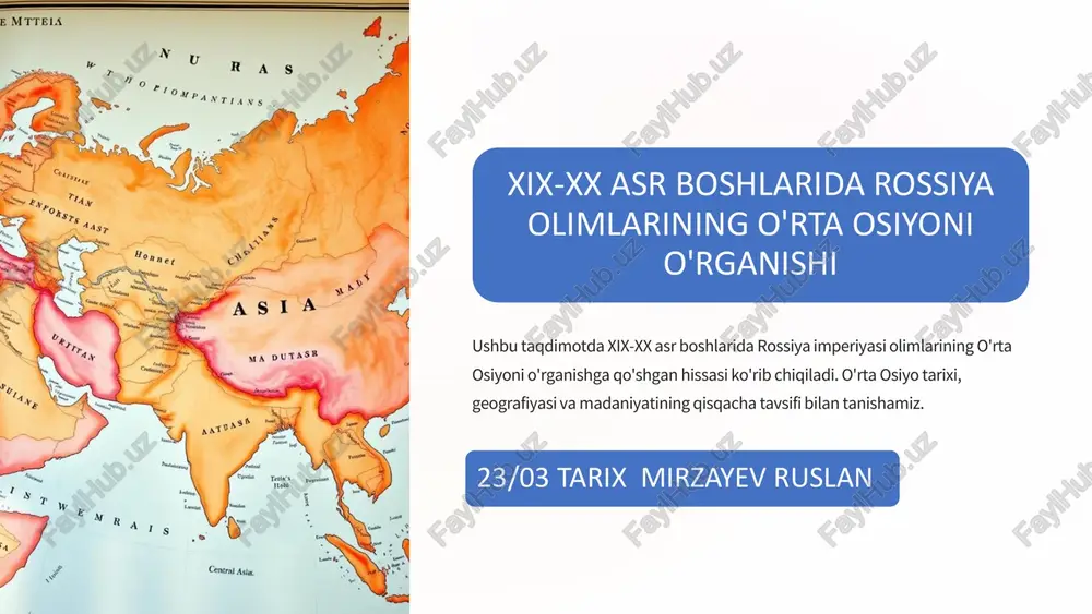 xix-xx asr boshlarida rossiya olimlarining o'rta osiyoni o'rganishi — PDF