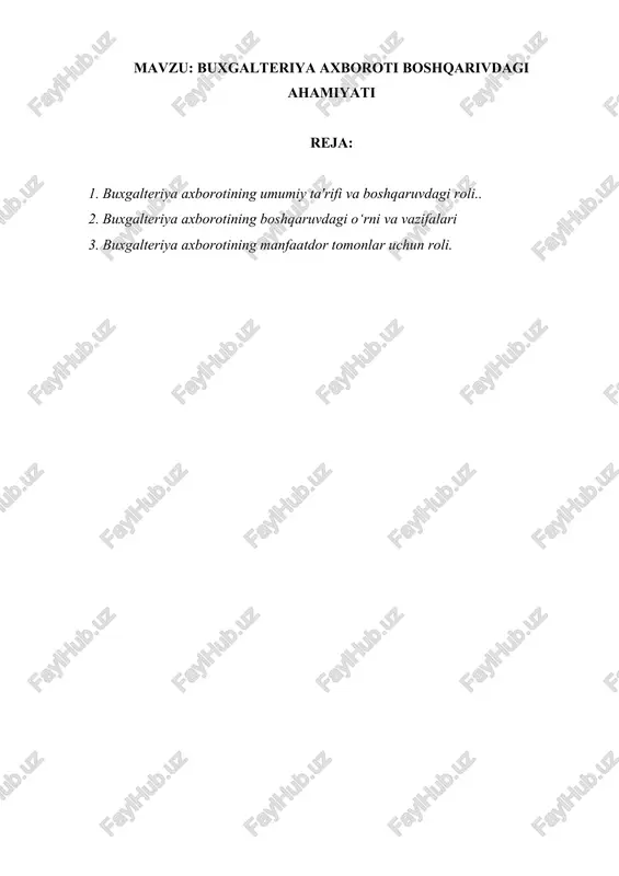 buxgalteriya axboroti boshqarivdagi ahamiyati — DOCX