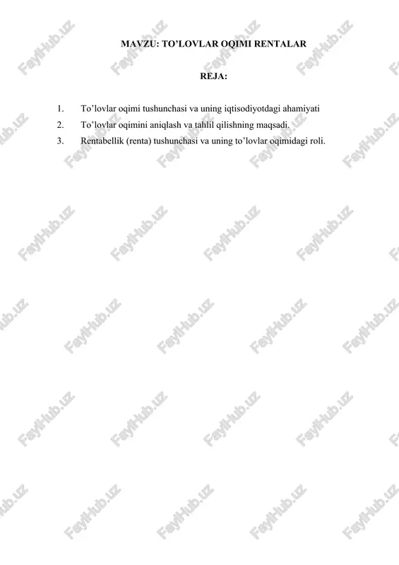 to'lovlar oqimi rentalar — DOCX