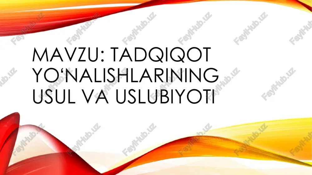 tadqiqot yo'nalishlarining usul va uslubiyotlari — PDF