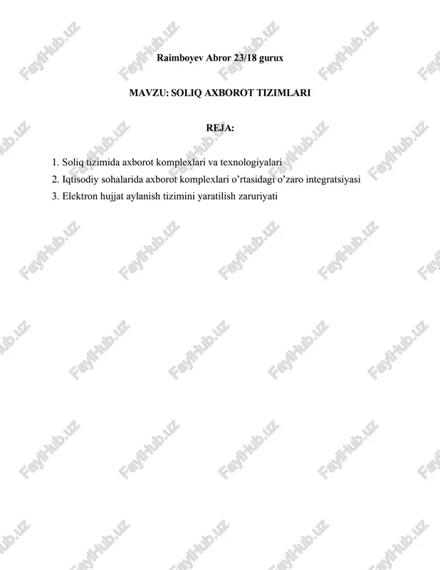 soliq axborot tizimlari — PDF