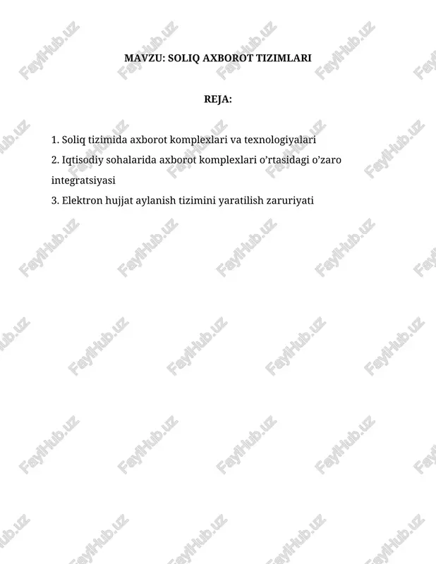 soliq axborot tizimlari — DOCX