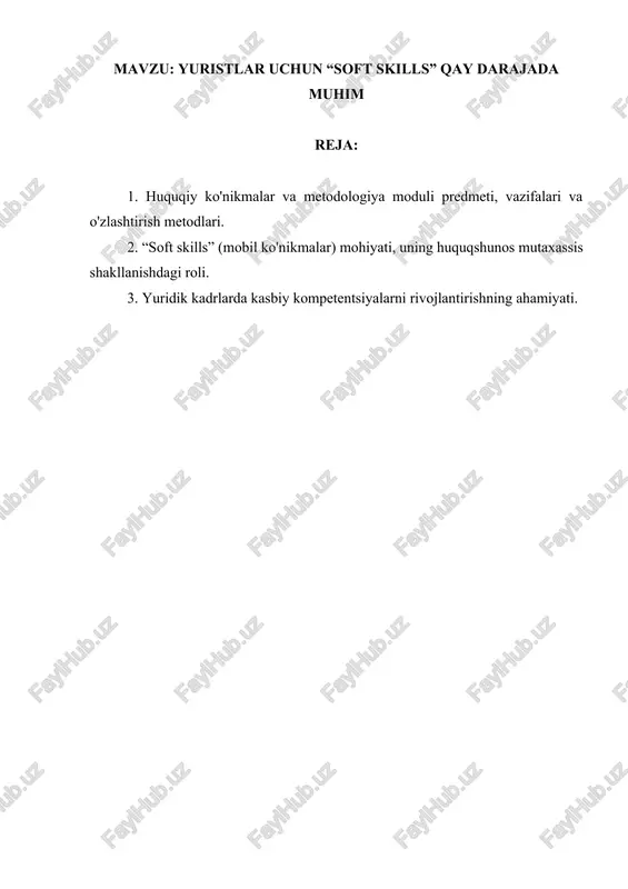 huquqiy ko'nikmalar va metodologiya — DOCX