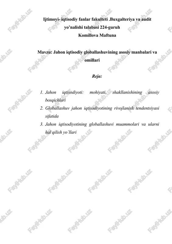 jahon iqtisodiyoti — DOCX