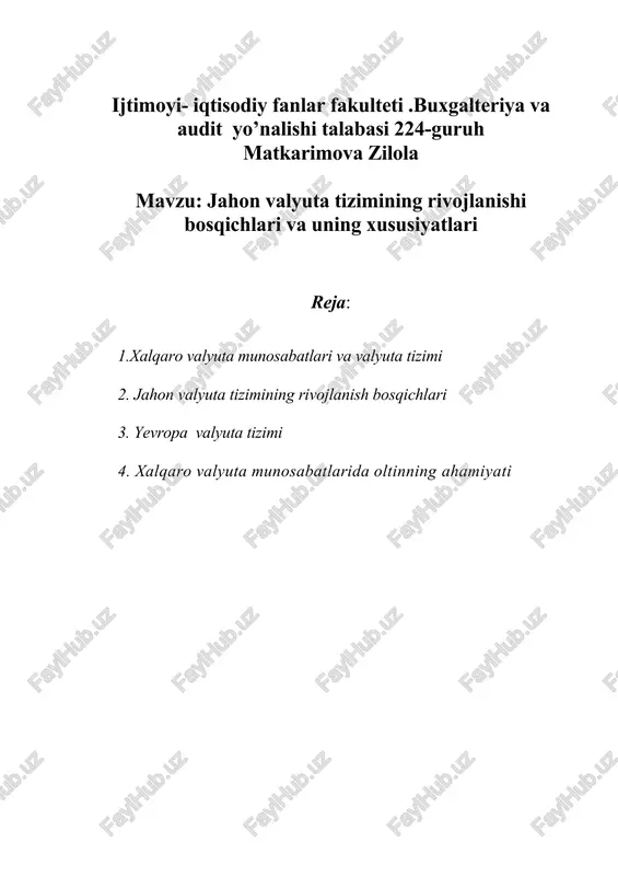 jahon valyuta tizimi — DOC