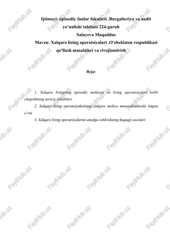 xalqaro lizing operatsiyalari — DOC