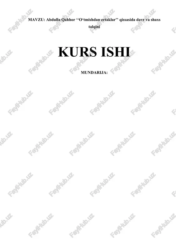 abdulla qahhor "o‘tmishdan ertaklar" qissasi — DOCX