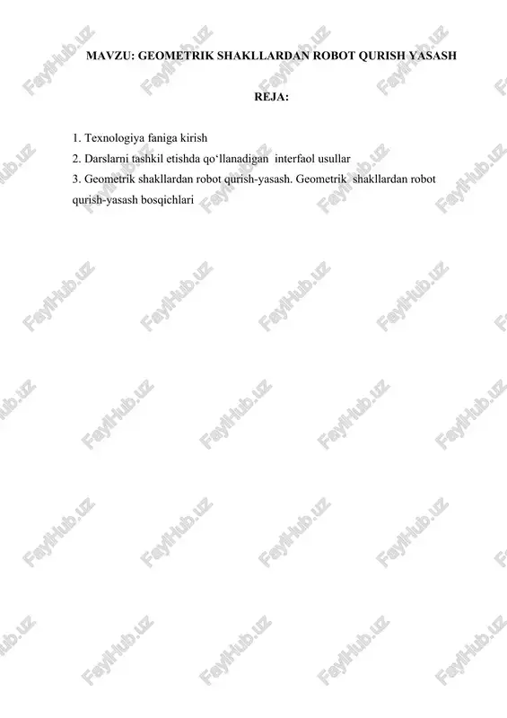 geometrik shakllardan robot qurish yasash — DOCX
