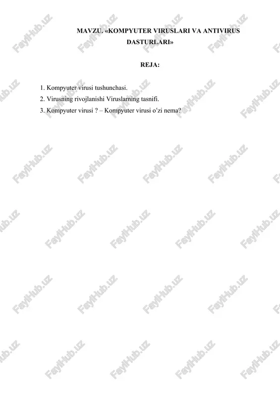 kompyuter viruslari va antivirus dasturlari — DOCX