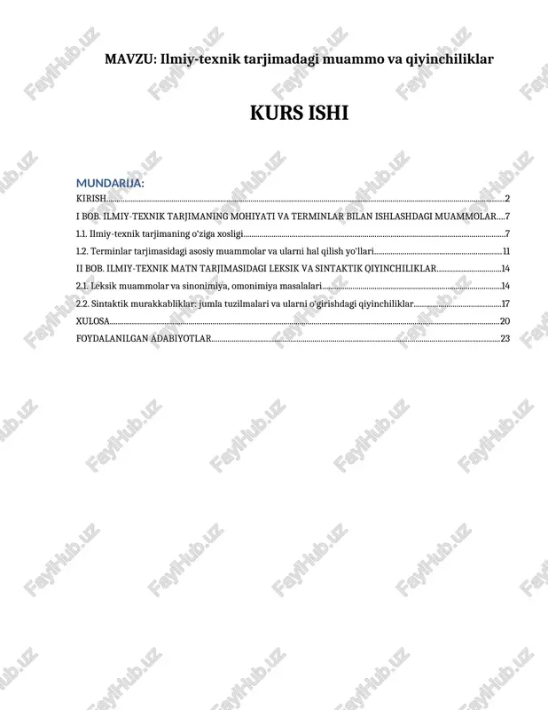 ilmiy-texnik tarjimadagi muammo va qiyinchiliklar — DOCX