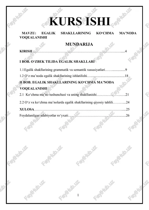 egalik shakllarining ko‘chma ma’nodagi voqelanishi — DOCX