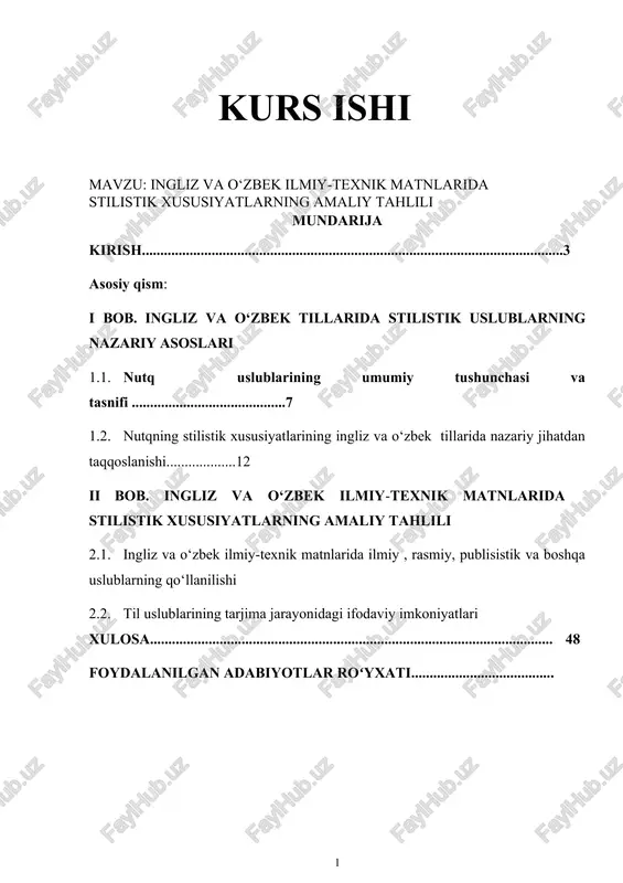 ingliz va o‘zbek ilmiy-texnik matnlarida stilistik xususiyatlarning amaliy tahlili — DOCX
