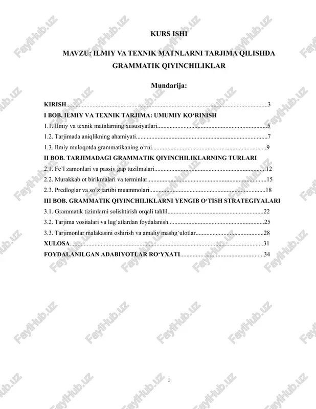 ilmiy va texnik matnlarni tarjima qilishda grammatik qiyinchiliklar — DOCX