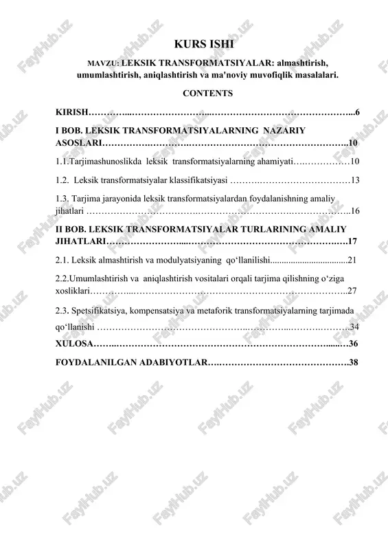 leksik transformatsiyalar — DOCX
