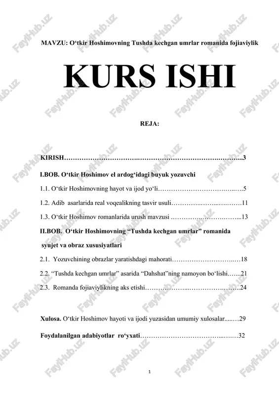 tushda kechgan umrlar — DOCX