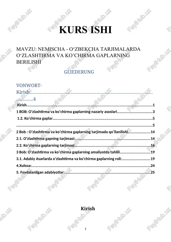 nemischa - oʻzbekcha tarjimalarda oʻzlashtirma va ko’chirma gaplarning berilishi — DOCX