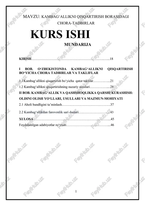 kambag‘allikni qisqartirish borasidagi chora-tadbirlar — DOCX