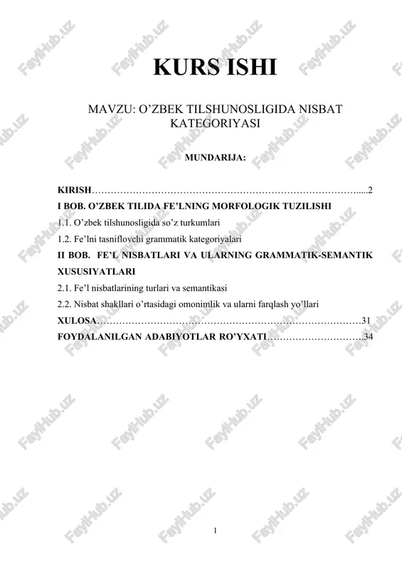 o’zbek tilshunosligida nisbat kategoriyasi — DOCX