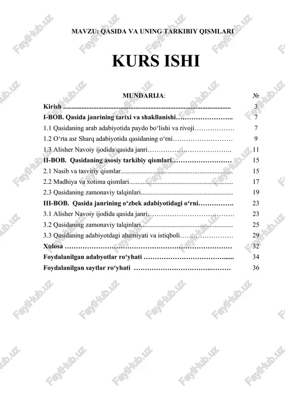 qasida va uning tarkibiy qismlari — DOCX