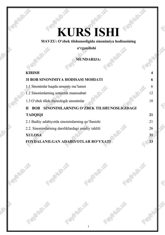 o‘zbek tilshunosligida sinonimiya hodisasining o‘rganilishi — DOCX