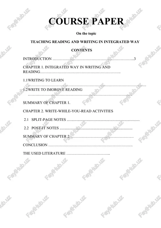 teaching reading and writing in integrated way — DOCX