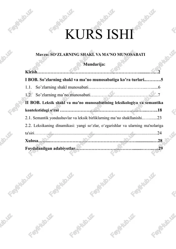 so‘zlarning shakl va ma’no munosabati — DOCX