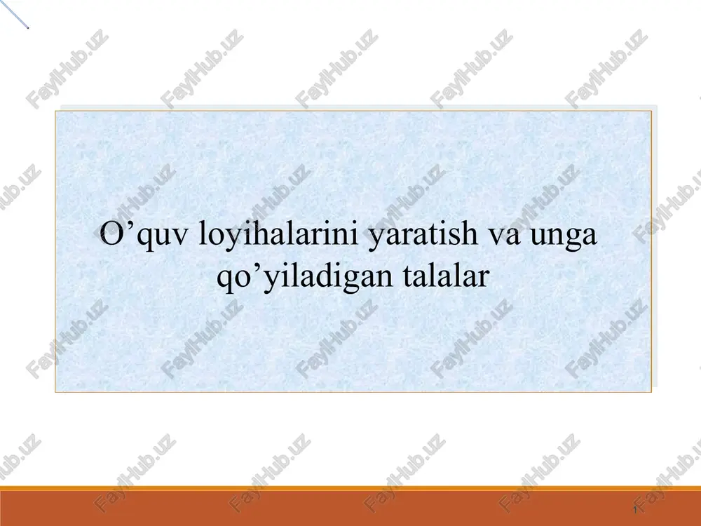 o’quv loiyhaviy faoliyat — PPT