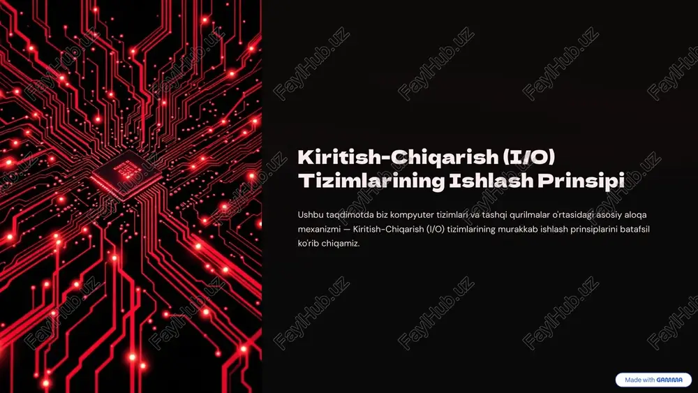 kiritish-chiqarish (i/o) tizimlarining ishlash prinsipi — PPTX