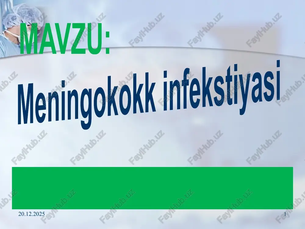 meningokokk infekstiyasi — PPTX