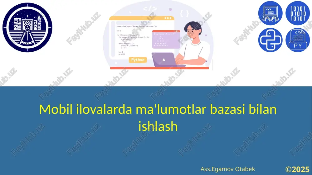 mobililovalardama'lumotlarbazasibilanishlash — PPTX
