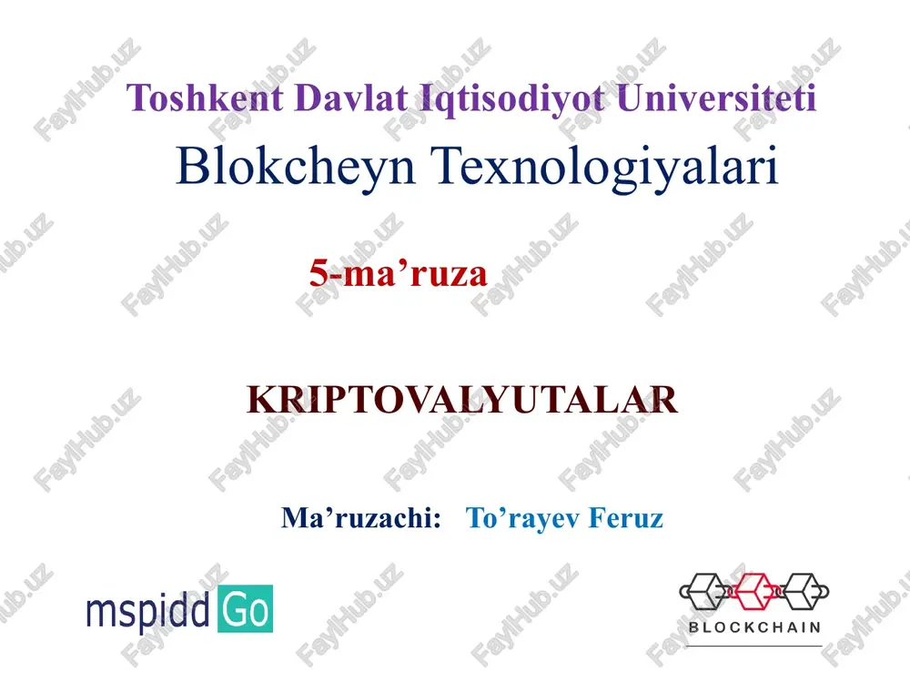 blokcheyn texnologiyalari — PPTX