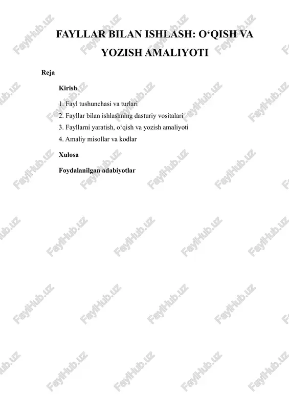 fayllar bilan ishlash: o'qish va yozish amaliyoti — DOCX
