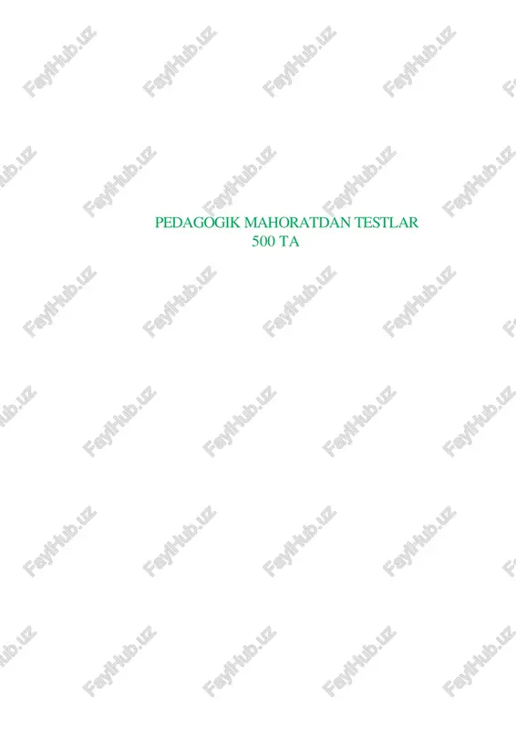 pedagogik mahoratdan testlar — PDF