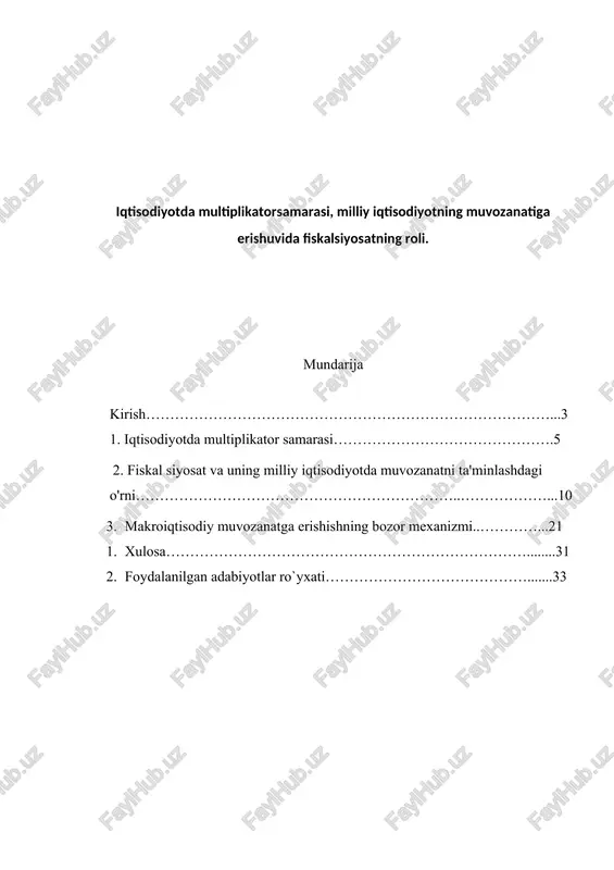 iqtisodiyotda multiplikator samarasi — DOCX
