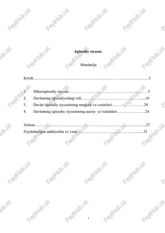 iqtisodiy siyosat — DOCX